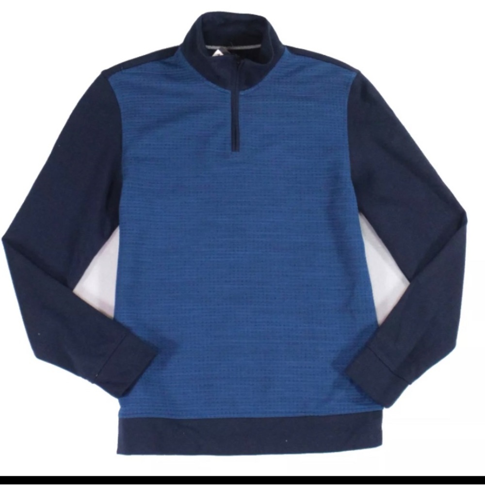 Alfani Mens Sweater Blue Zip Textured Front Pullover size S